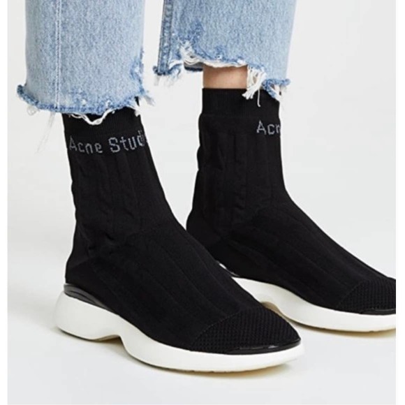 Acne Studios Batilda Sock Sneakers Black/ White Speedrunners - Picture 1 of 16
